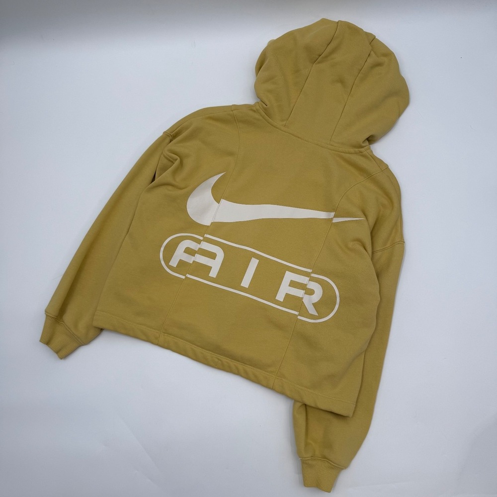 Nike Air Womens Size Large Hoodie Sweatshirt Y2K Cropped Yellow Jacket Full Zip